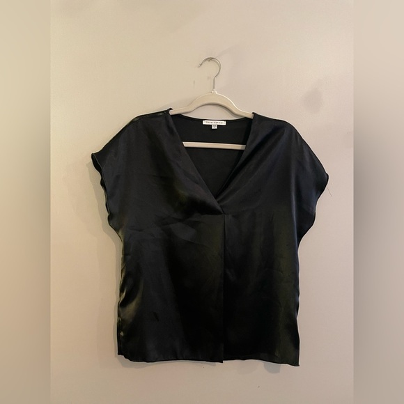 Tash + Sophie Tops - Tash + Sophie Black Satin Dress Shirt
